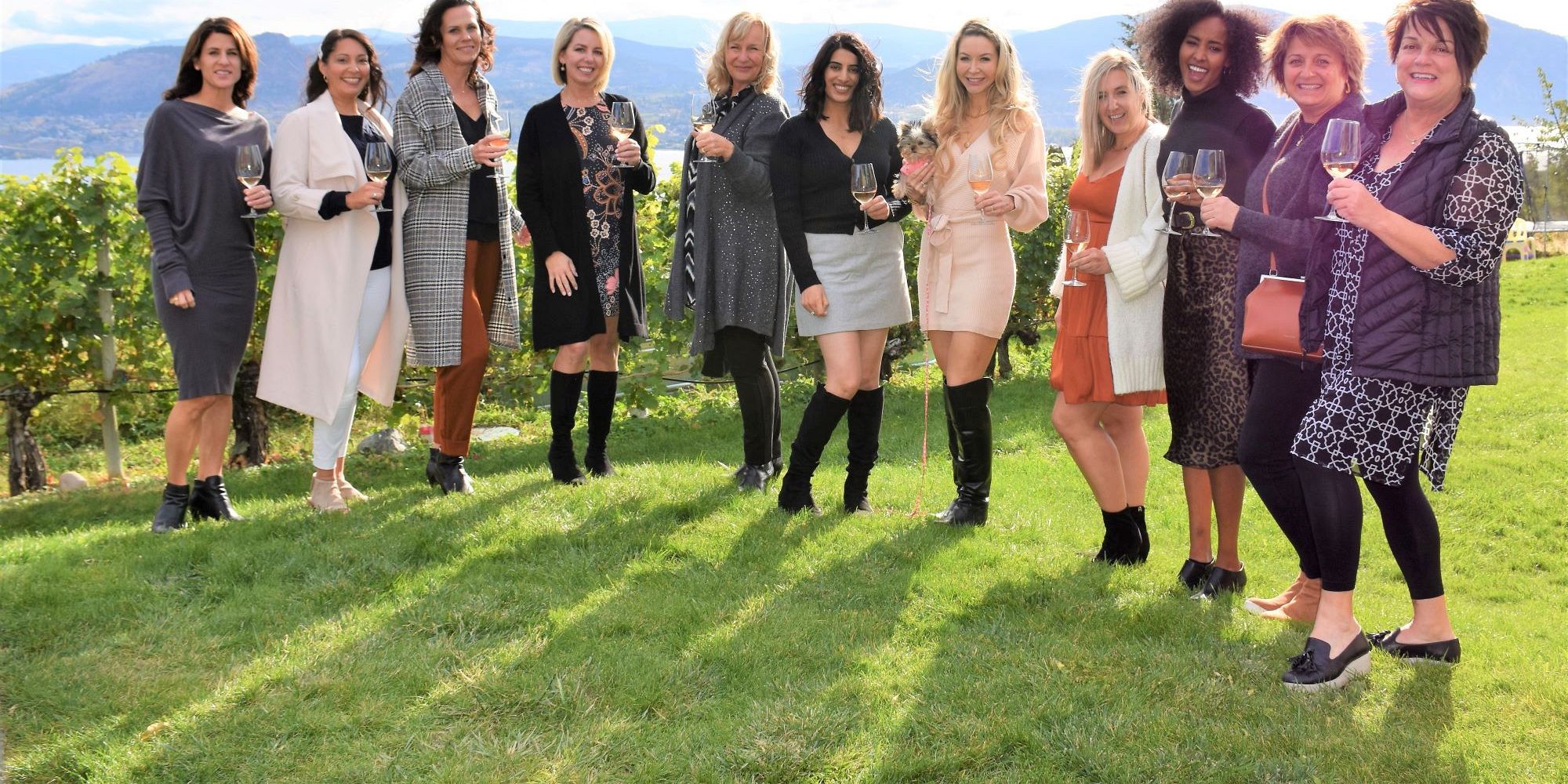 Eleven Ladies Enjoying A Private Outdoor Wine Tasting At Nichol Vineyards