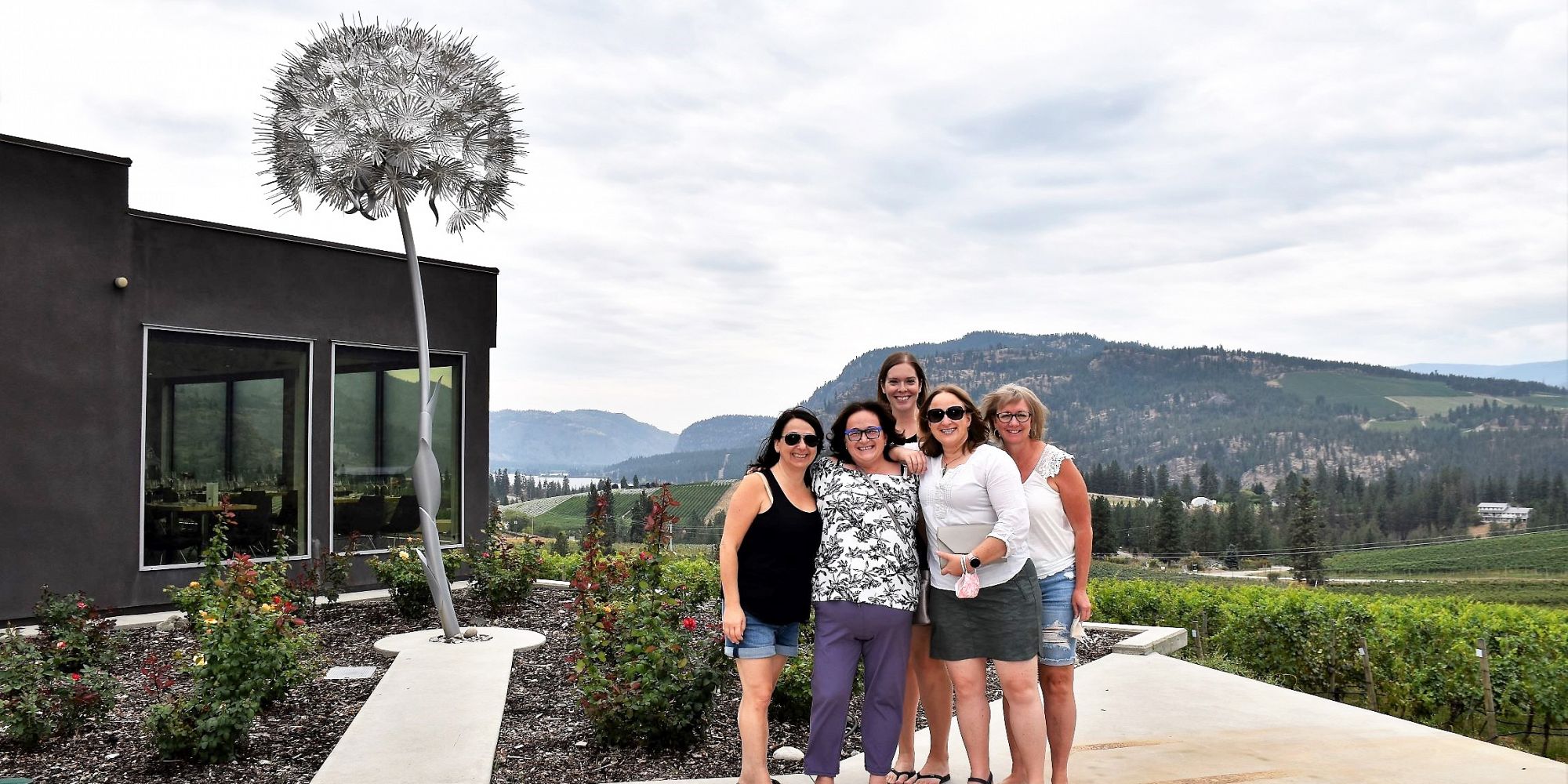 Five Ladies Overlooking Mountains And Vaseux Lake At Painted Rock Winery