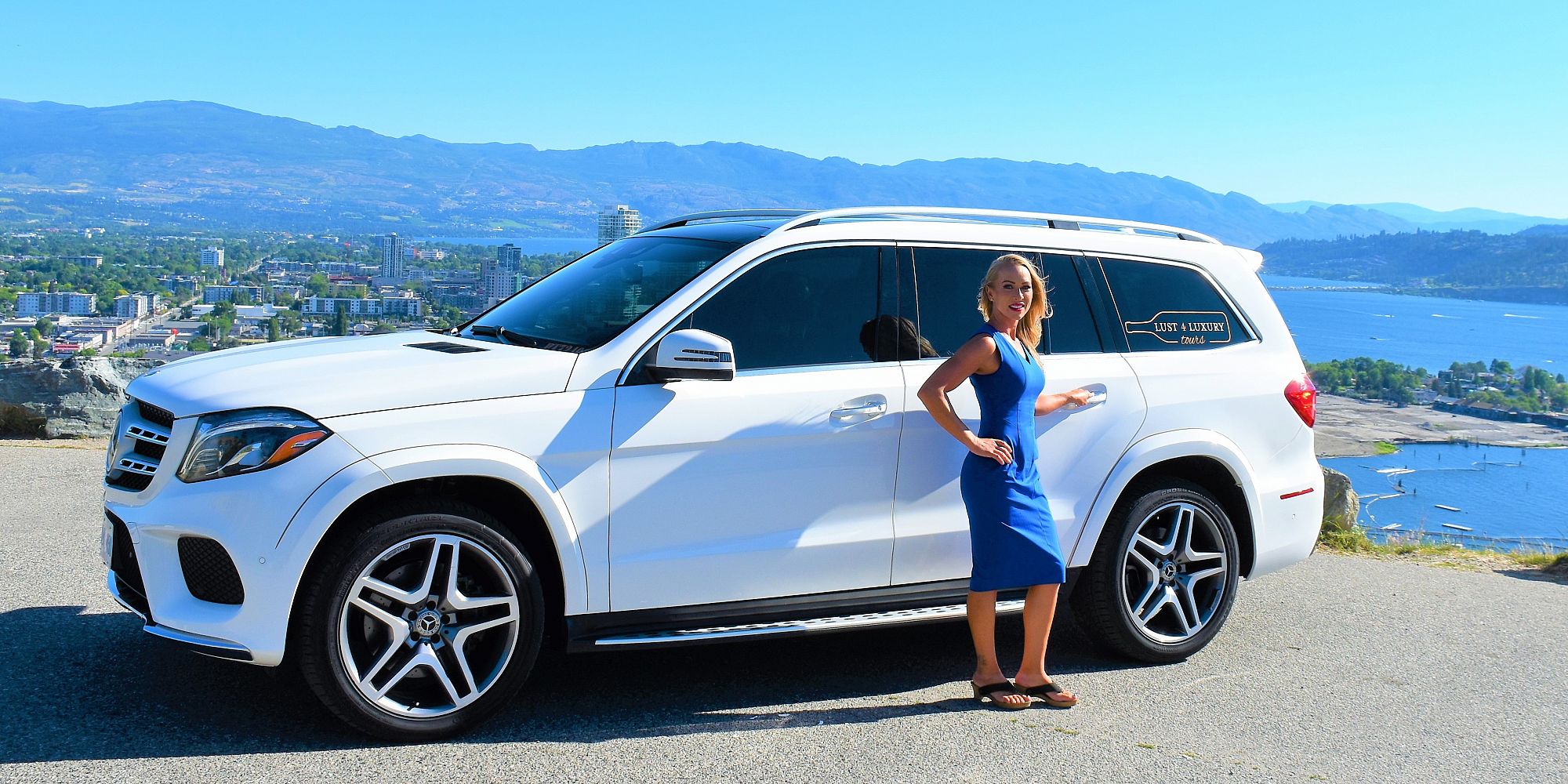 Stacey Lust with the Best Mercedes-Benz Wine Touring Vehicle in Oliver and Osoyoos