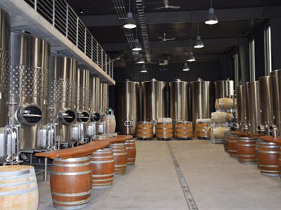 Stainless Steel Fermentation Tanks at 50th Parallel Estate Winery