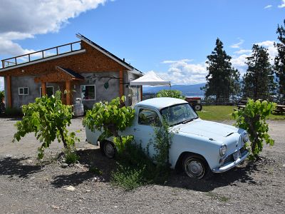 Wineshop and Classic Truck at Off The Grid Organic Winery 